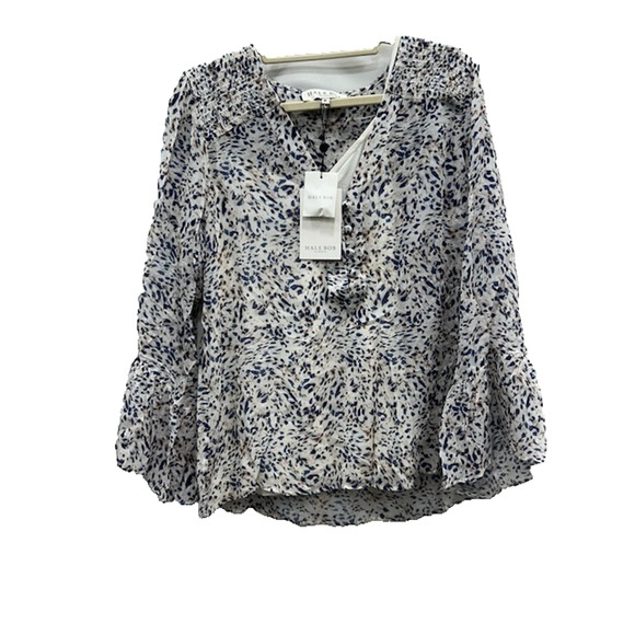 Hale Bob Tops - NWT Hale Bob Womens Tops Flared Sleeve V-Neck Button Front Printed Ivory Size M